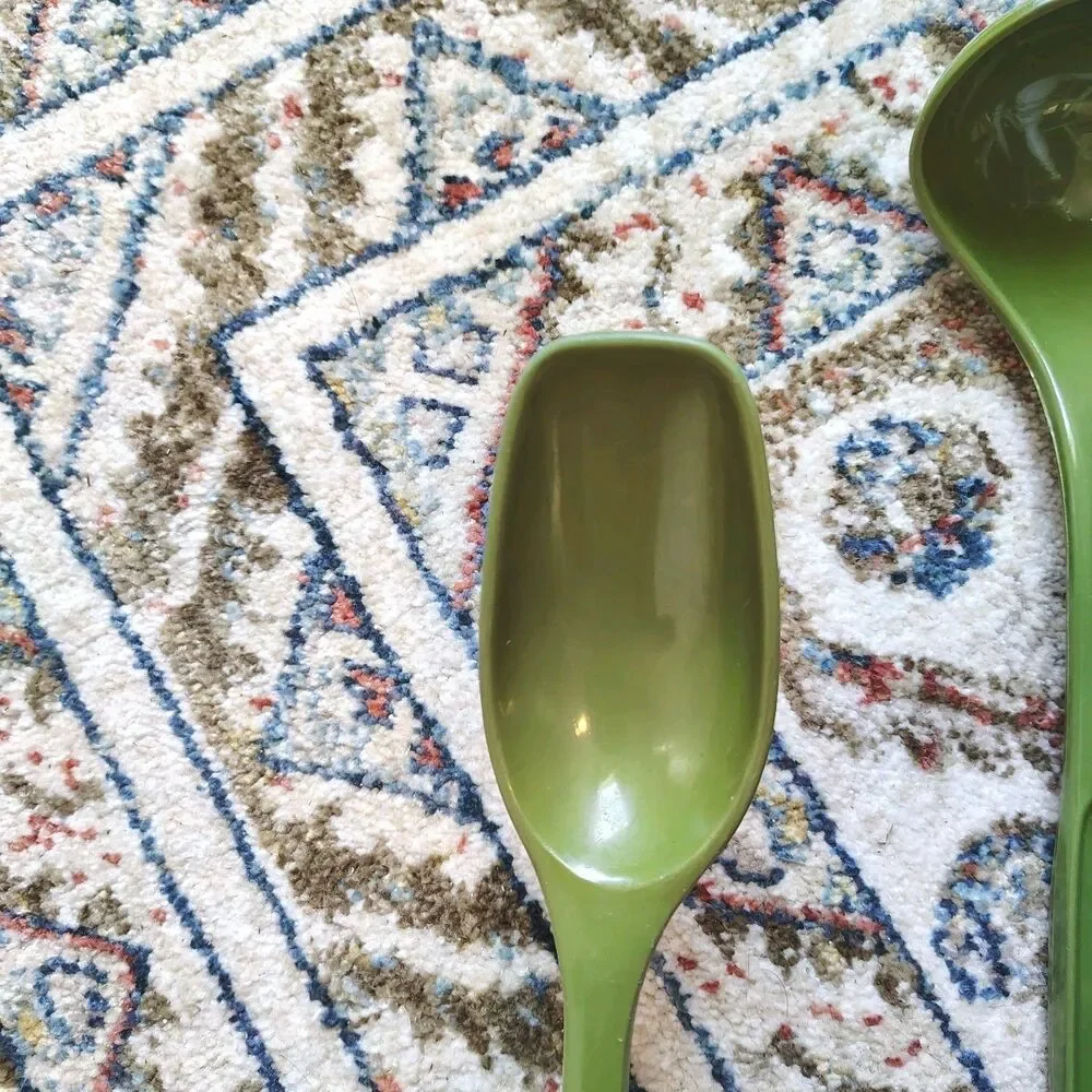 Vintage Set Foley Soup Ladle And Non Slotted Serving Spoon Avocado Green